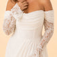 Elegant Long Sleeve Evening Gown Off Shoulder Ruched Design A Line Silhouette with Train