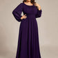Plus Size See-Through Puff Sleeve Chiffon Mother Dress