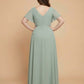 Avenleigh Plus Size Elegant A-Line Chiffon Bridesmaid Dress with Flowing Skirt -N0334