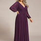 Plus Size Dazzling Empire Waist See-Through Long Sleeves A-Line Evening Dress