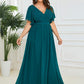 Plus Size Chiffon Tie-Waist Evening Dress
