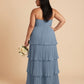 Chantarae Plus Size Off The Shoulder Mesh Bridesmaid Dress Leg Slit Curvy Friendly Sheath Gown For Wedding Party -N0370