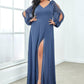 Plus Size Open Lantern Sleeve A-Line Bridesmaid Dress