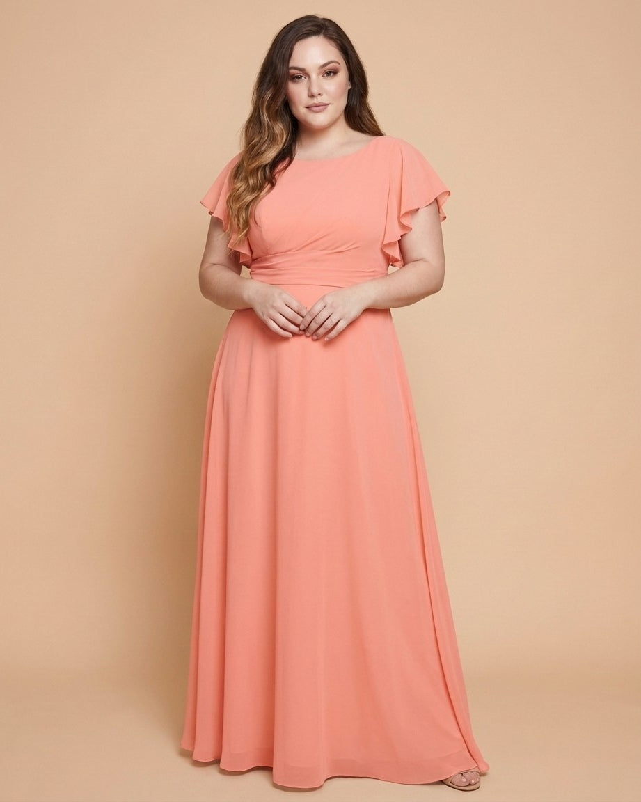 Avenleigh Plus Size Classic A-Line Chiffon Bridesmaid Dress Floor Length for Wedding - N0330