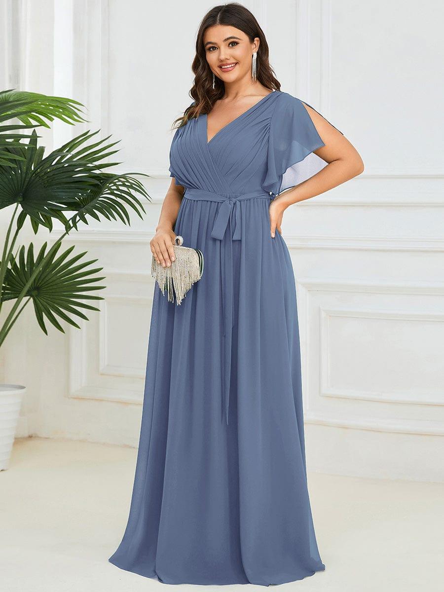 Plus Size Chiffon Tie-Waist Evening Dress