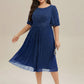 Plus Size Glitter Half Sleeve A-Line Wedding Guest Dress