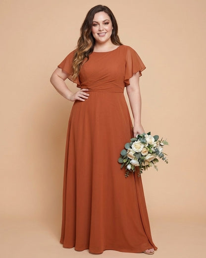 Avenleigh Plus Size Classic A-Line Chiffon Bridesmaid Dress Floor Length for Wedding - N0330