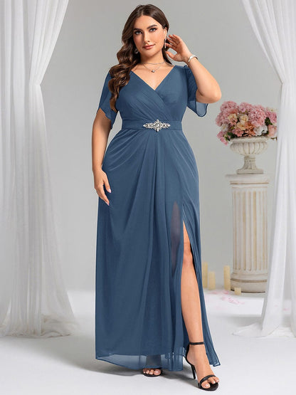 Plus Size Waist Decoration Chiffon A-Line Formal Dress