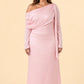 Romantic Bridesmaid Dress with One Shoulder Sleeve and Tie Accent