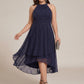 Flowy Plus Size Halter Neck Chiffon Midi Wedding Guest Dress