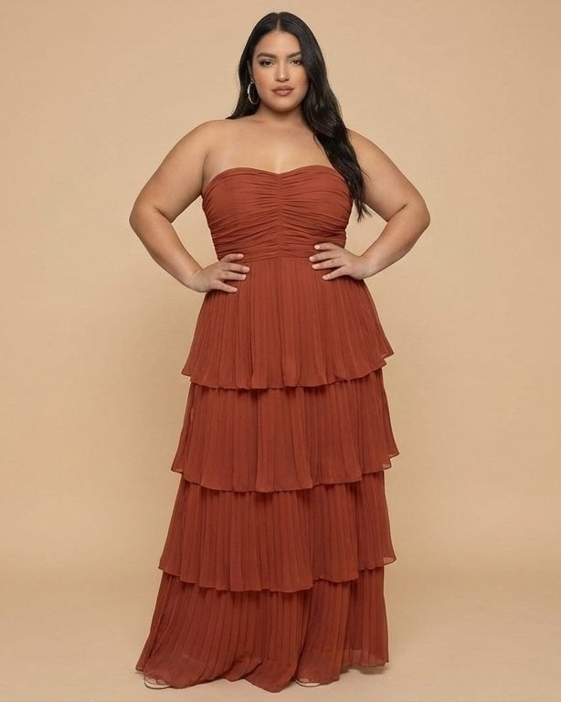Chantarae Sophisticated Plus Size A-Line Chiffon Bridesmaid Gown - N0374