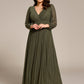 Plus Size Dazzling Empire Waist See-Through Long Sleeves A-Line Evening Dress