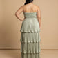 Chantarae Luxury Satin Strapless A-Line Plus Size Bridesmaid Dress with Ruffle -N0377