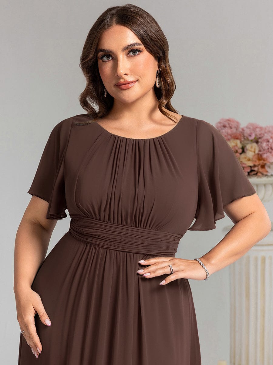 Plus Size Simple Chiffon Pleated A-Line Bridesmaid Dress