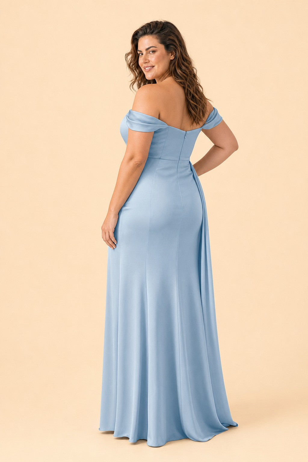 Plus Size Mermaid Bridesmaid Dress with Corset Bodice and Slit