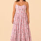 Romantic Floral Print Strapless Bridesmaid Dress with Open Back Detail