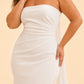 Elegant Plus Size Bridal Gown with Asymmetrical Draping Corset Boning Scarf Accent and Open Back