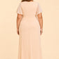 Plus Size A-Line Mother of the Bride Dress with Pleated Chiffon Flutter Sleeves