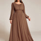 Plus Size See-Through Puff Sleeve Chiffon Mother Dress
