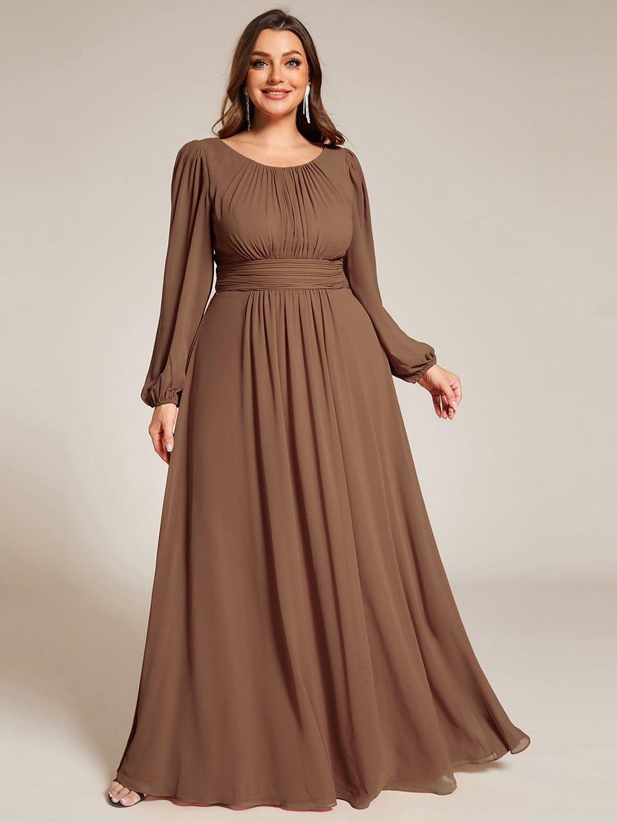 Plus Size See-Through Puff Sleeve Chiffon Mother Dress