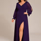 Plus Size Open Lantern Sleeve A-Line Bridesmaid Dress