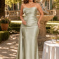 Plus Size Strapless Bridesmaid Dress Ruched Maxi Dress with Draped Waist Tie Elegant Gown