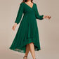 Plus Size Chiffon A-Line 3/4 Sleeves Asymmetrical Hem Wedding Guest Dress