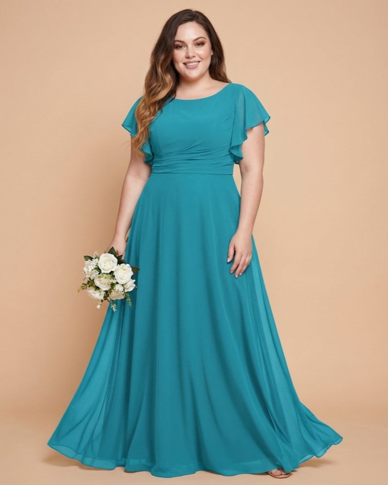 Avenleigh Classic A-Line Chiffon Plus Size Bridesmaid Dress with Light Fabric for Ceremony -N0333