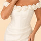 Plus Size Off Shoulder Wedding Dress with 3D Rose Detail and Ruched Fit