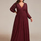 Plus Size Dazzling Empire Waist See-Through Long Sleeves A-Line Evening Dress