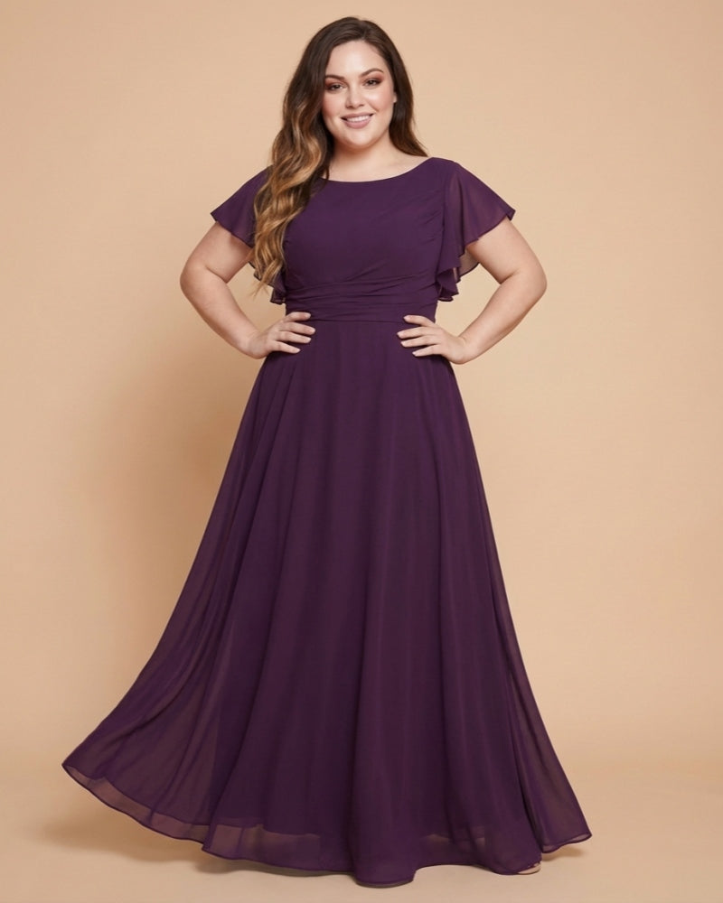 Avenleigh Plus Size Classic A-Line Chiffon Bridesmaid Dress with Clean Silhouette - N0341