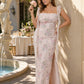 Elegant Plus Size Bridesmaid Dress Floral Lace Ruffle Slit Backless Maxi Gown Romantic Guest Dress
