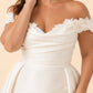 Plus Size Off Shoulder Wedding Dress with Detachable Train and Lace Appliqués
