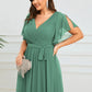 Plus Size Chiffon Tie-Waist Evening Dress
