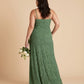 Plus Size Classic V Neck Sleeveless Floral Burnout Bridesmaid Dress Side Zip Elegant Gown for Curvy Women -N0350