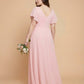 Avenleigh Plus Size Half Sleeve Pleated Chiffon A-Line Bridesmaid Dress for Wedding Party - N0338