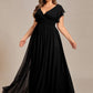 Plus Size Chiffon Pleated A-Line Back Cutout Bridesmaid Dress