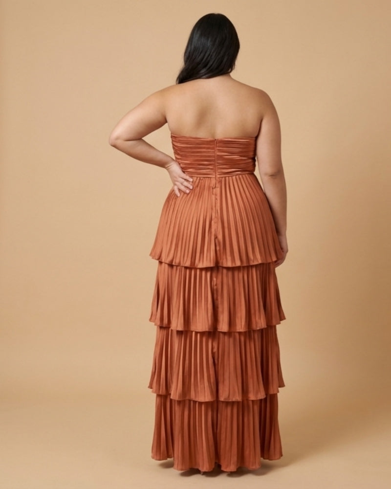 Chantarae Elegant Satin Charmeuse A-Line Plus Size Bridesmaid Dress with Ruffles Perfect for Wedding Events - N0384