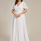 Women's Floor-Length Plus Size Formal Bridesmaid Dress with Short Sleeve