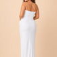 Romantic Plus Size Wedding Guest Dress with Ruched Slit Ruffle Hem