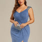 Plus Size Sequin Shoulder Strap Wedding Guest Dress with Side Slit
