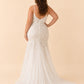 Luxury Spaghetti Strap Bridal Dress Tulle Lace Applique for Wedding Ceremony