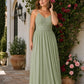 Plus Size Bridesmaid Evening Gown with Sequins Lace and Elegant Open Back A-Line Dress Maxi