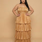 Chantarae Soft Satin Ruffled A-Line Plus Size Bridesmaid Dress for Wedding Parties - N0382