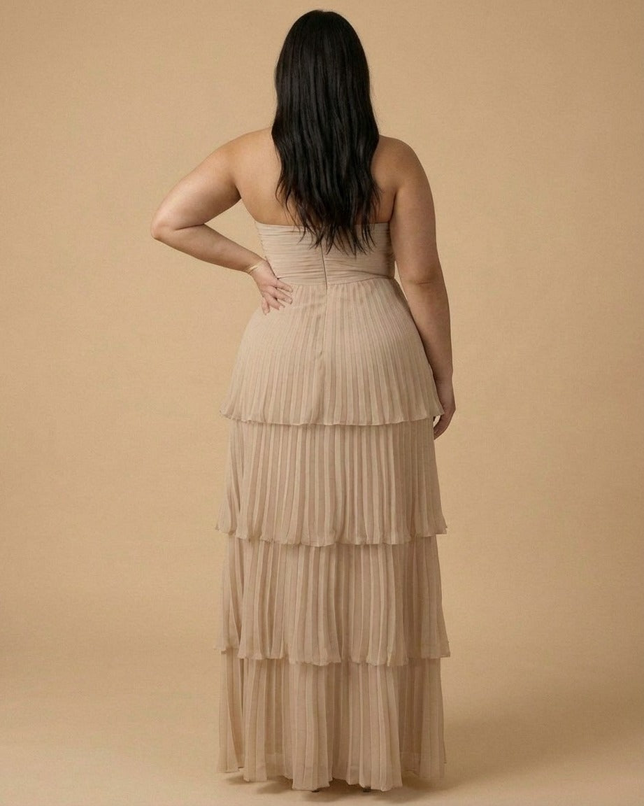 Chantarae Plus Size Elegant Chiffon Bridesmaid Dress with Flowing Silhouette for Wedding -N0371