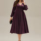 Plus Size Glitter long Sleeve Midi Dress With Pocket