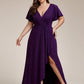 Plus Size Glitter Ruffled High-Low Front Slit Evening Dress