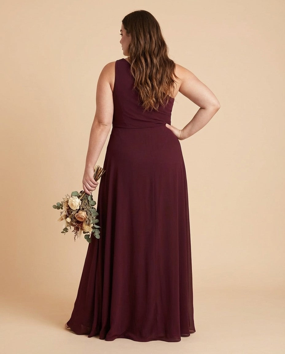 Whisperfall Plus Size Sculpting Panel One Shoulder Bridesmaid Dress - N0321