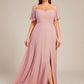 Plus Size Cold Shoulder Formal Bridesmaid Dress with Side Slit