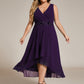 Sleeveless V-Neck High Low Plus Size Wedding Guest Dress with Floral Applique